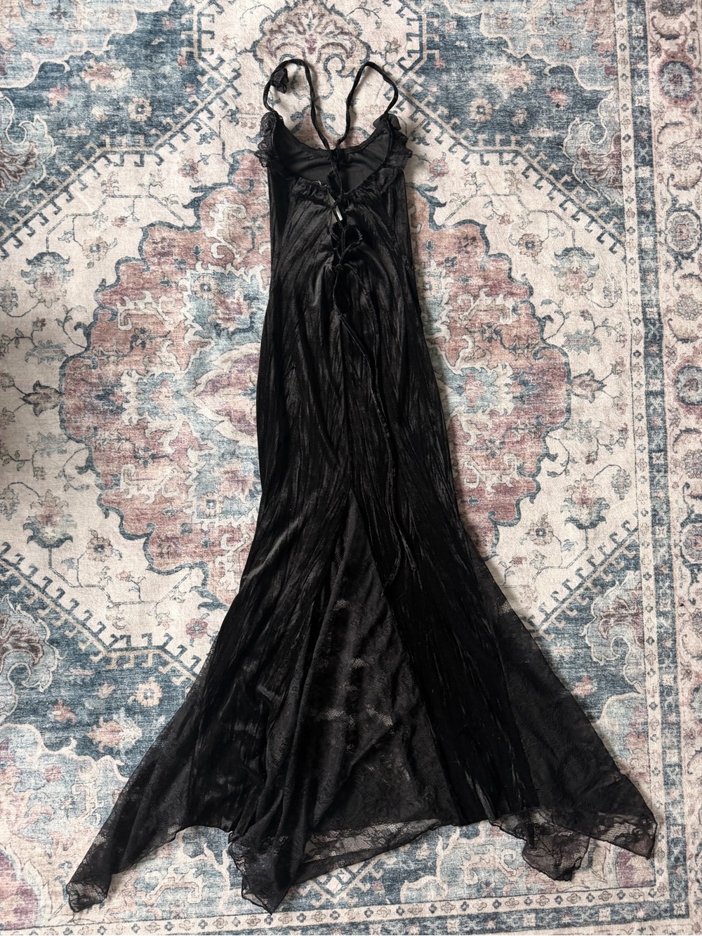 Betsey Johnson X Dolls Kill Black Lace-Trim Maxi Slip Dress - Picture 4 of 4